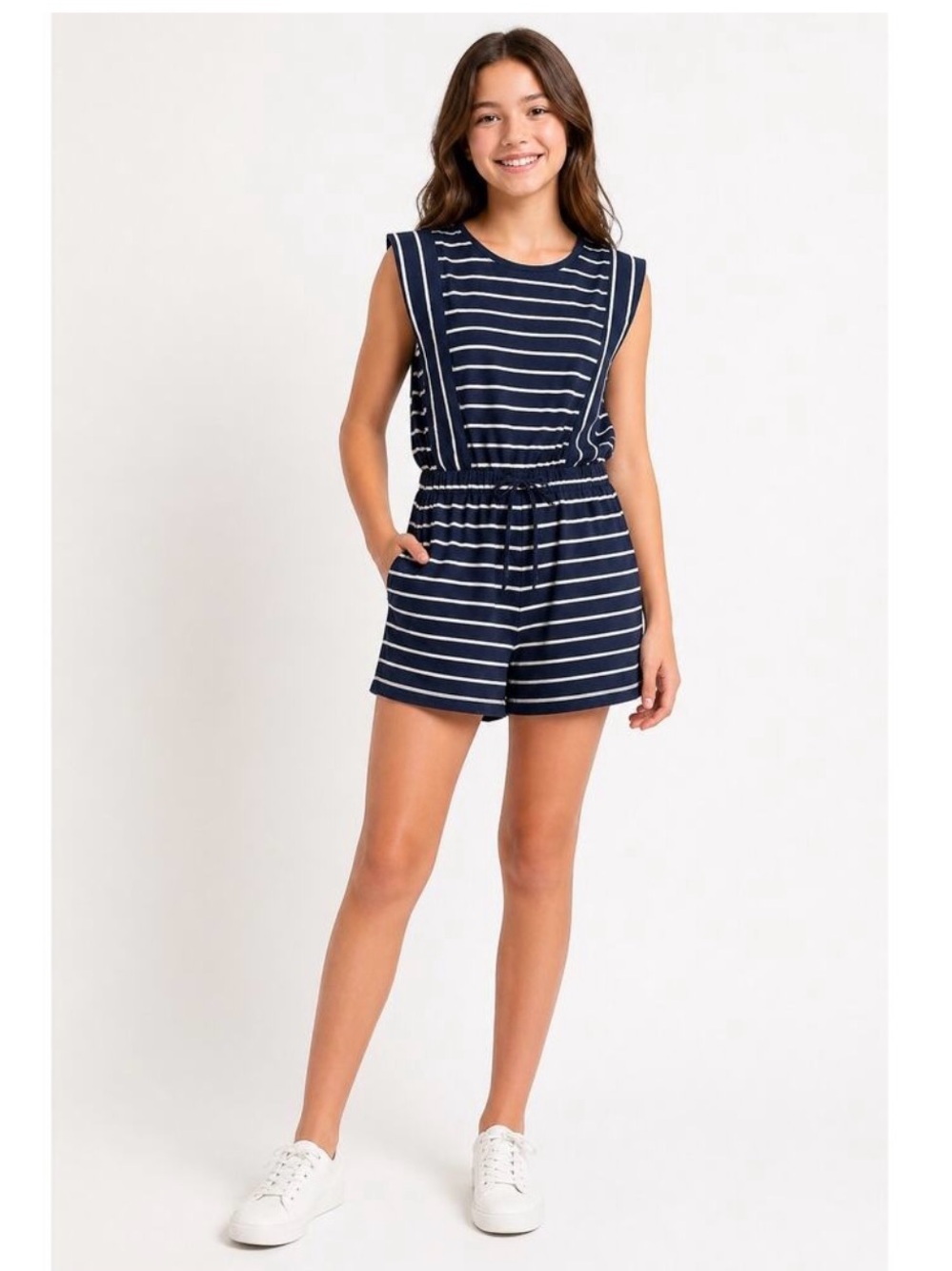 Zara Girls Short Navy and White Romper